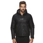 Men's Marc Anthony Slim-fit Faux-leather Hooded Moto Jacket, Size: Lt, Black