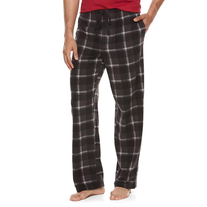Men's Croft & Barrow&reg; Patterned Microfleece Lounge Pants, Size: Large, Grey (charcoal)