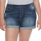 Juniors' Plus Size Mudd&reg; High-waist Midi Shorts, Girl's, Size: 24 W, Dark Blue