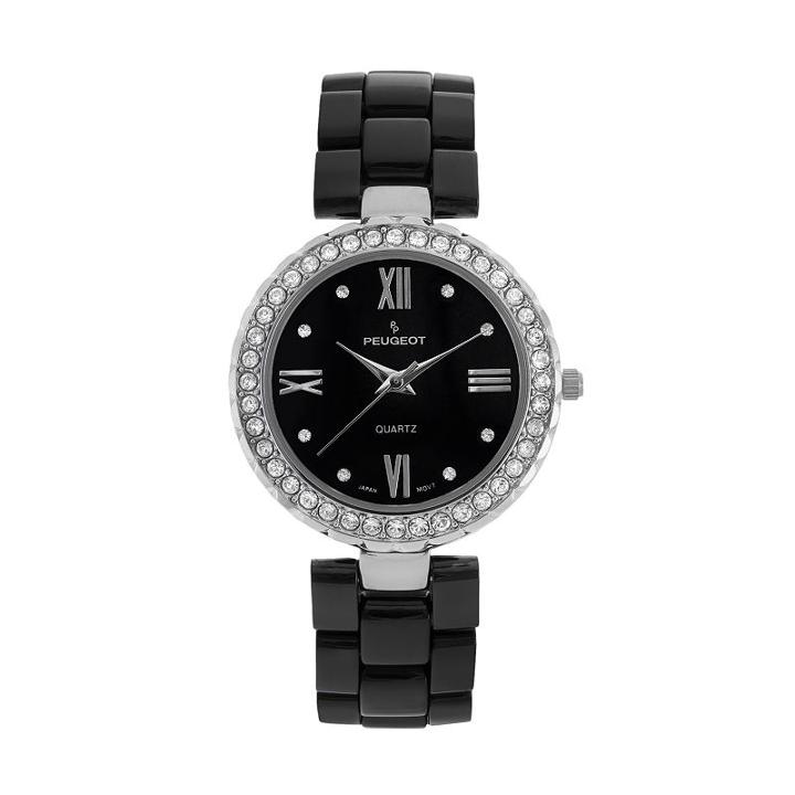 Peugeot Women's Crystal Black Ceramic Watch - 7078sbk