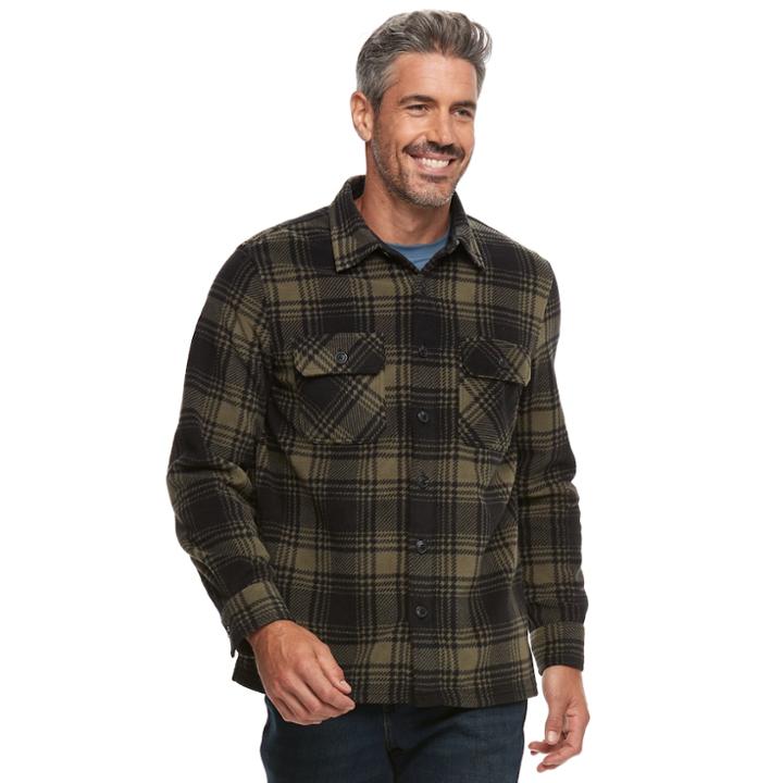 Men's Croft & Barrow&reg; Arctic Fleece Shirt Jacket, Size: Small, Green