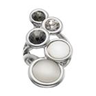 Round Stone Cluster Stretch Ring, Women's, Silver