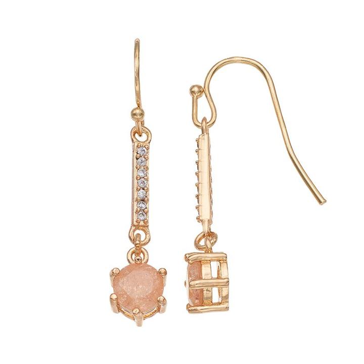 Lc Lauren Conrad Cubic Zirconia Pave Nickel Free Linear Earrings, Women's, Med Pink