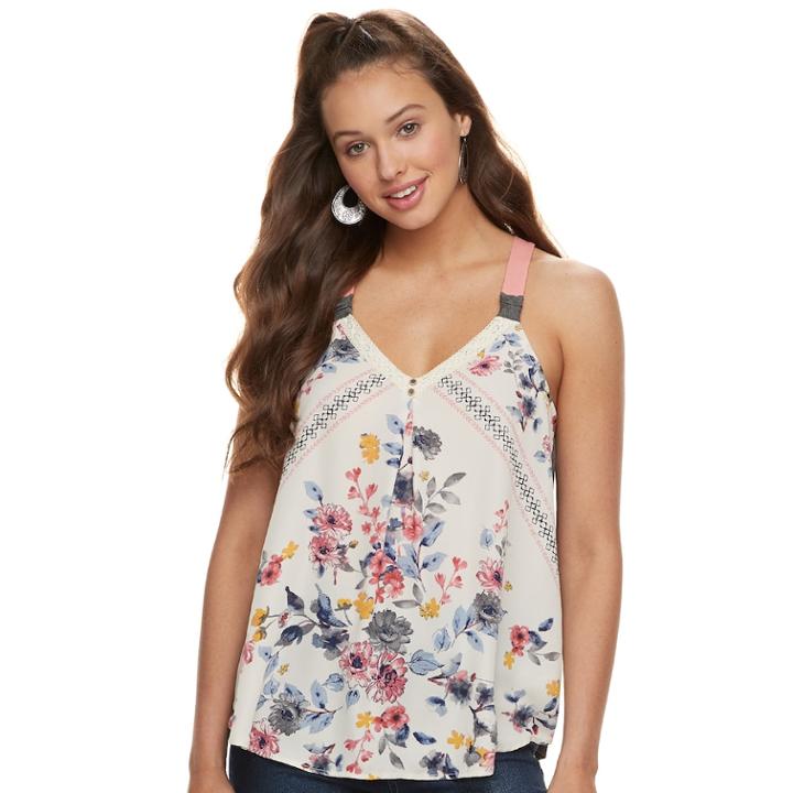 Juniors' Rewind Swing Racerback Tank, Teens, Size: Large, Natural