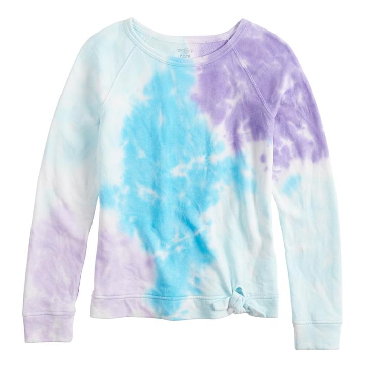 Girls 7-16 So&reg; Tie-dye French Terry Sweatshirt, Size: 10, White