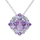 Amethyst & Tanzanite Sterling Silver Flower Pendant Necklace, Women's, Size: 18, Purple