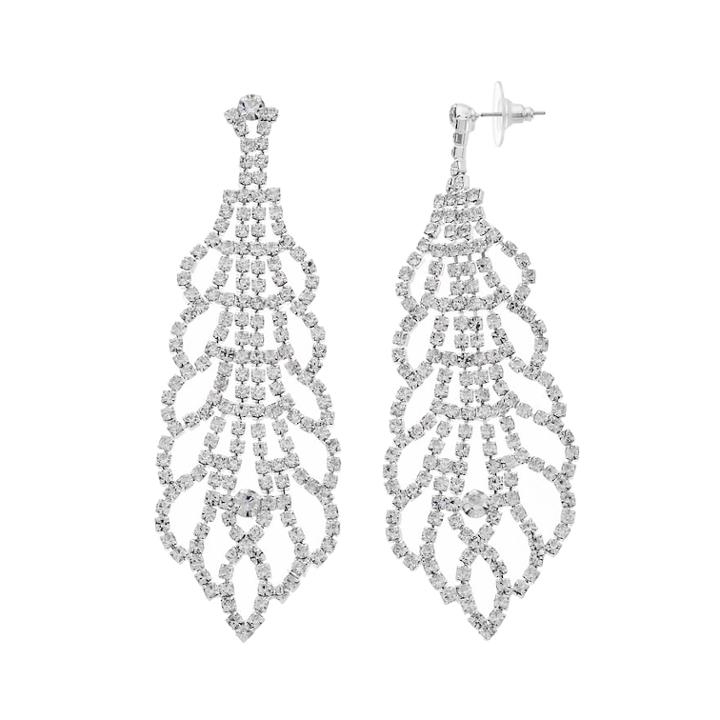Crystal Avenue Scalloped Drop Earrings, Women's, Grey