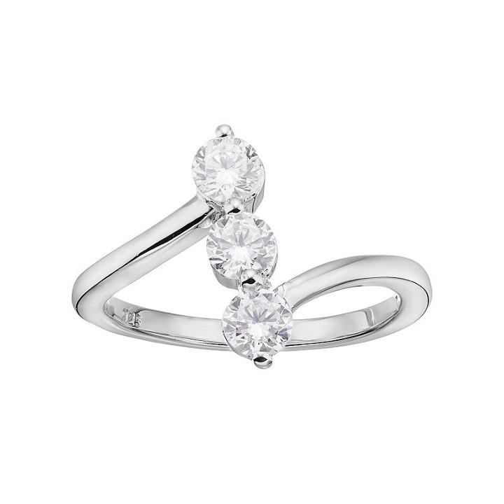 Primrose Sterling Silver Cubic Zirconia 3-stone Ring, Women's, Size: 8, Grey