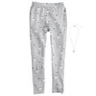 Girls 4-14 Kitty Cat Fleece-lined Leggings With Necklace, Size: S-m, Grey