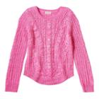 Girls 7-16 & Plus Size So&reg; Perfectly Soft Metallic Cable Knit Sweater, Girl's, Size: 12, Brt Pink