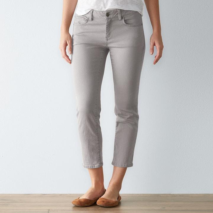 Women's Sonoma Goods For Life&trade; Twill Skinny Capris, Size: 14, Grey