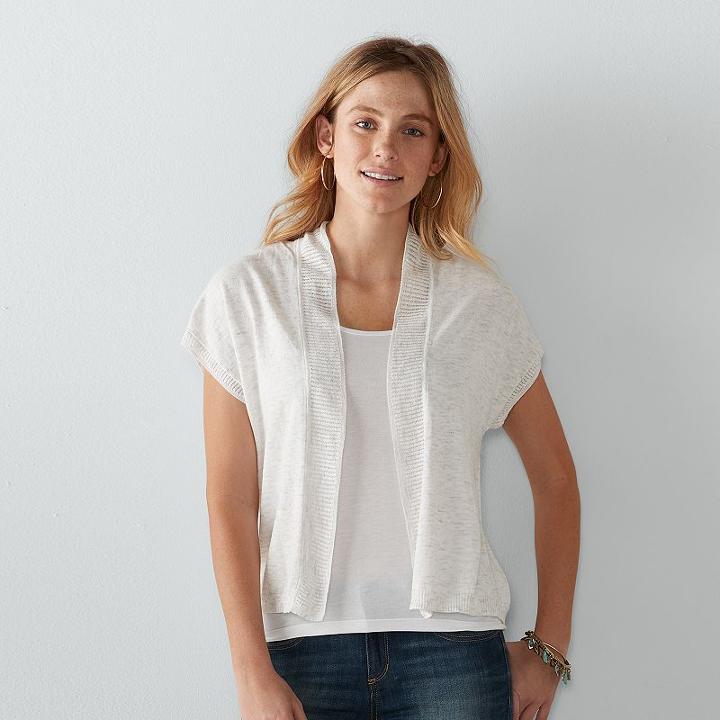 Women's Sonoma Goods For Life&trade; Solid Cardigan, Size: Xxl, Light Grey