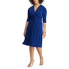 Plus Size Chaps Solid Knot-front Empire Dress, Women's, Size: 20 W, Blue