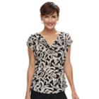 Women's Dana Buchman Print Drapeneck Top, Size: Large, Beig/green (beig/khaki)