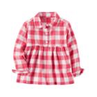 Girls 4-8 Carter's Plaid Babydoll Top, Size: 6, Pink And White