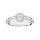 10k Gold 3/8 Carat T.w. Diamond Cluster Halo Engagement Ring, Women's, White