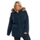 Plus Size Croft & Barrow&reg; Hooded Anorak Stadium Jacket, Women's, Size: 3xl, Blue (navy)