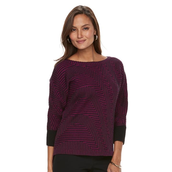 Women's Dana Buchman Boatneck Sweater, Size: Large, Dark Pink