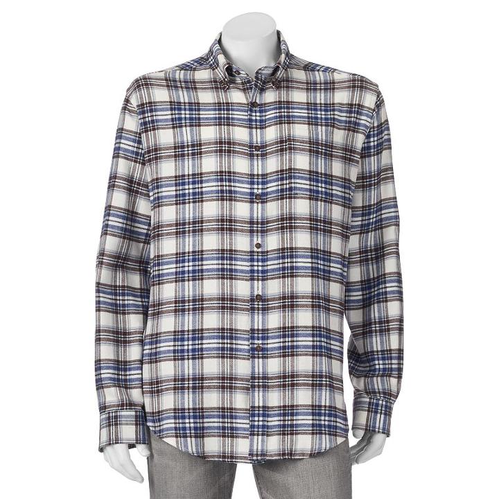 Croft & Barrow, Big & Tall &reg; Classic-fit Plaid Flannel Button-down Shirt, Men's, Size: M Tall, Dark Blue