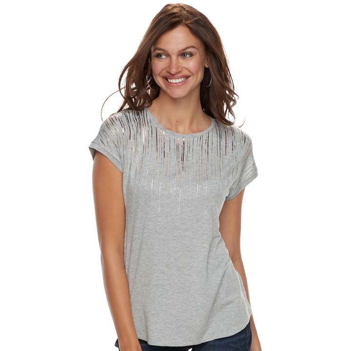 Women's Apt. 9&reg; Embellished Tee, Size: Xxl, Med Grey
