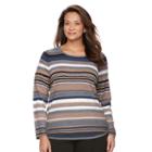 Plus Size Croft & Barrow&reg; Striped Textured Sweater, Women's, Size: 2xl, Beige Oth
