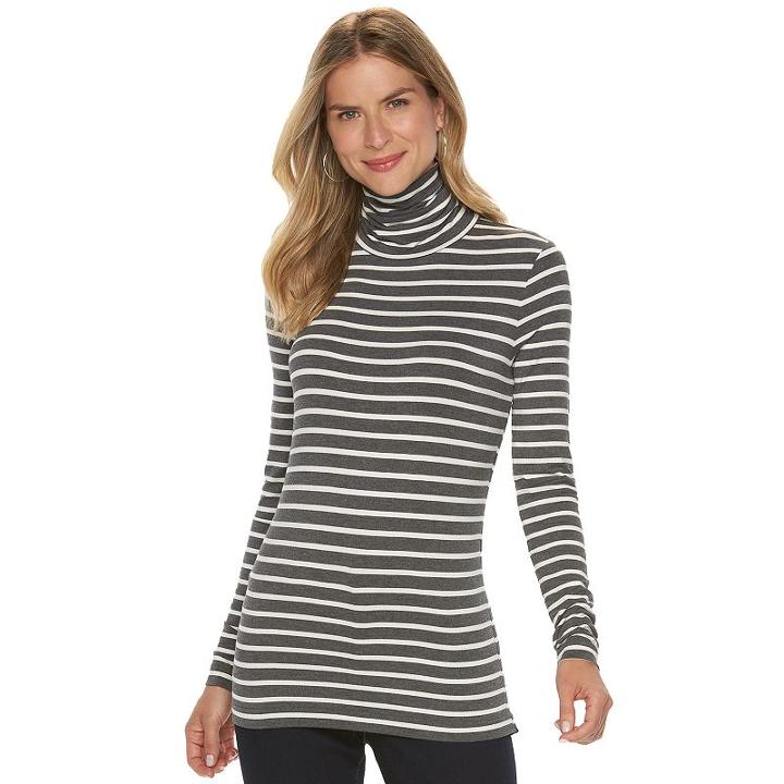 Women's Chaps Turtleneck, Size: Large, Grey Other
