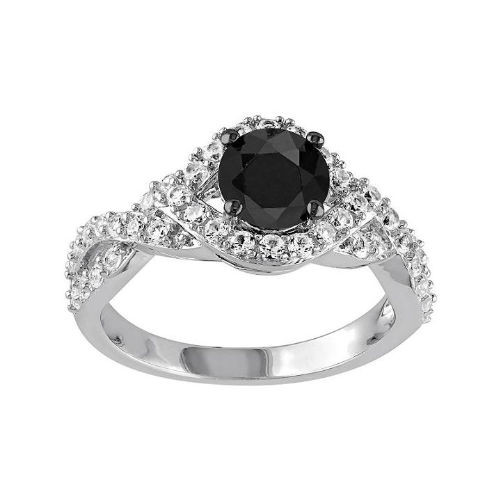 1 Carat T.w. Black Diamond & Lab-created White Sapphire Sterling Silver Twist Ring, Women's, Size: 8