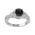1 Carat T.w. Black Diamond & Lab-created White Sapphire Sterling Silver Twist Ring, Women's, Size: 8