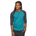 Men's Tony Hawk Colorblock Baseball Tee, Size: Small, Turquoise/blue (turq/aqua)