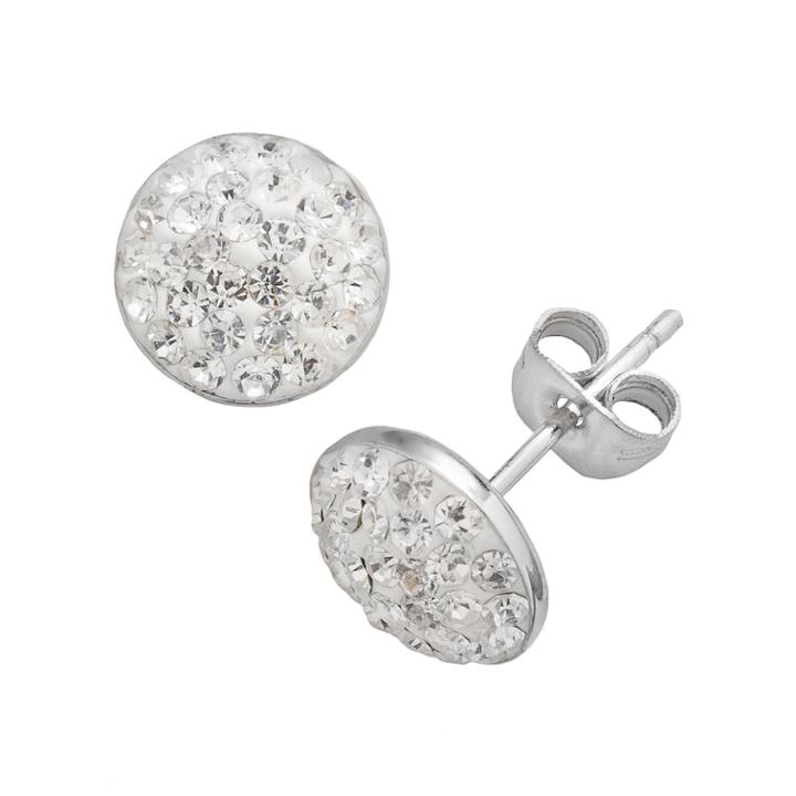 Sterling Silver Crystal Pave Stud Earrings, Women's, White