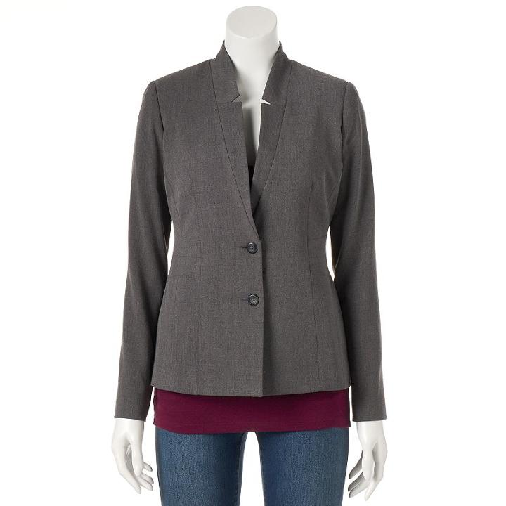 Women's Apt. 9&reg; Notch Collar Blazer, Size: 12, Grey Other