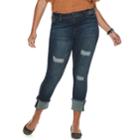 Juniors' Plus Size Almost Famous Roll Cuff Mid-rise Skinny Jeans, Teens, Size: 18, Dark Blue
