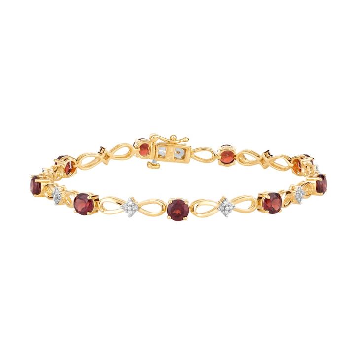 10k Gold Garnet & 1/3 Carat T.w. Diamond Infinity Link Bracelet, Women's, Size: 7.5, Red