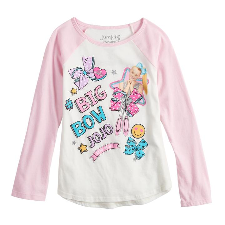 Girls 4-10 Jumping Beans&reg; Big Bow Jojo Glittery Graphic Tee, Size: 6, Natural