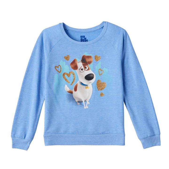 Girls 7-16 The Secret Life Of Pets Max Glitter Supersoft Fleece-lined Top, Size: Xl, Med Blue