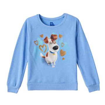 Girls 7-16 The Secret Life Of Pets Max Glitter Supersoft Fleece-lined Top, Size: Xl, Med Blue