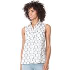 Women's Chaps Dot Linen Blend Shirt, Size: Large, Blue
