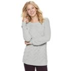 Women's Sonoma Goods For Life&trade; Lattice Cable-knit Crewneck Sweater, Size: Xl, Light Grey