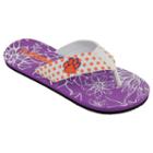 Women's College Edition Clemson Tigers Floral Polka-dot Flip-flops, Size: Xl, White