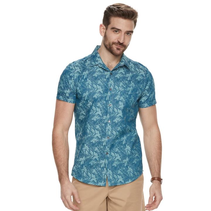 Men's Marc Anthony Slim-fit Resort Button-down Shirt, Size: Xl, Med Blue