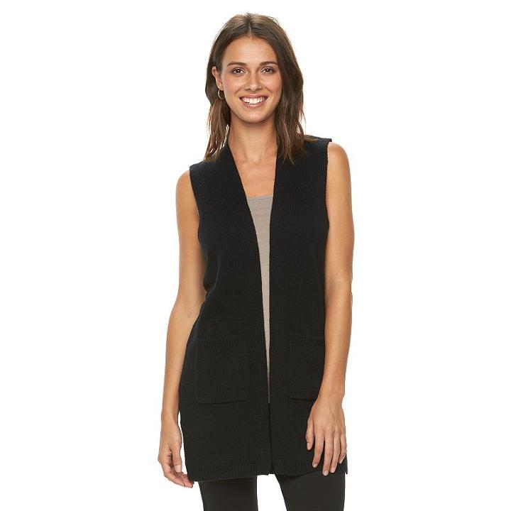 Women's Apt. 9&reg; Flyaway Vest, Size: Large, Black