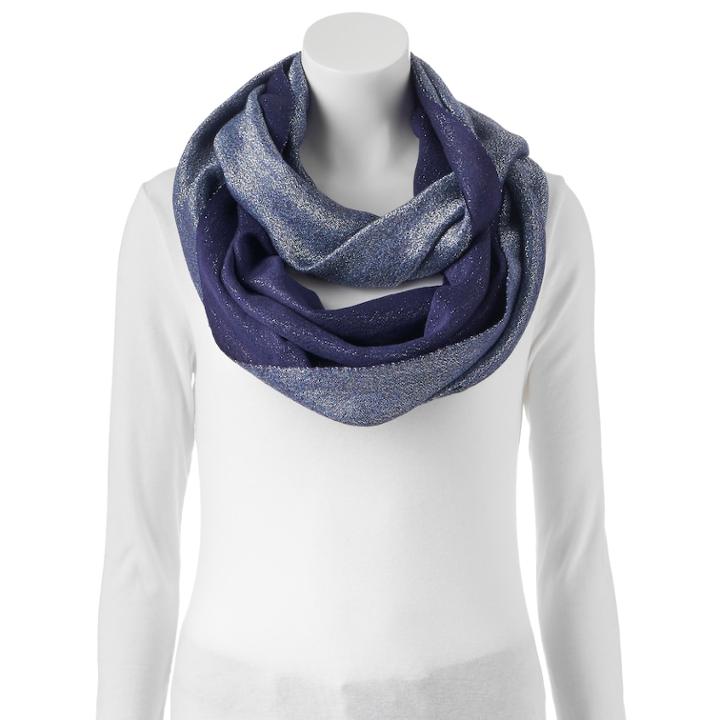 Apt. 9&reg; Two-tone Shimmer Infinity Scarf, Women's, Dark Blue