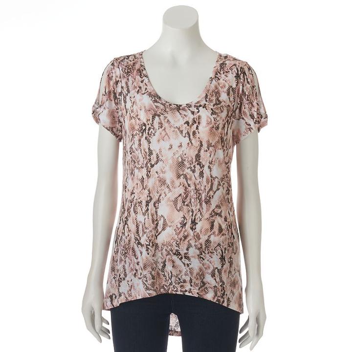 Women's Jennifer Lopez Glitter Cold-shoulder Tee, Size: Medium, Light Pink