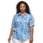 Plus Size Croft & Barrow&reg; Roll-tab Shirt, Women's, Size: 1xl, Med Blue