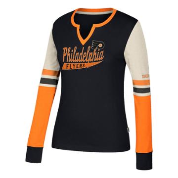 Women's Ccm Philadelphia Flyers Notch-neck Tee, Size: Small, Black