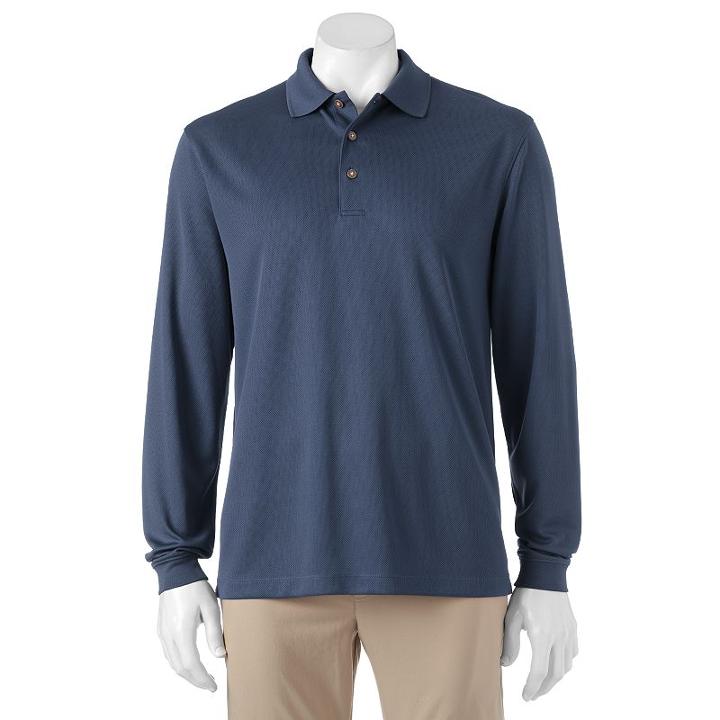 Men's Grand Slam Classic-fit Solid Driflow Performance Golf Polo, Size: Large, Light Blue