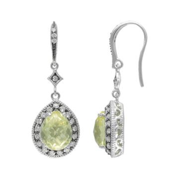 Siri Usa By Tjm Sterling Silver Lemon Quartz And Cubic Zirconia Teardrop Earrings, Women's, Yellow