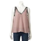 Women's Jennifer Lopez Satin Lace Tank, Size: Large, Lt Brown