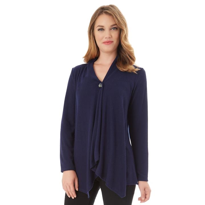 Women's Apt. 9&reg; Button Wrap Cardigan, Size: Small, Dark Blue