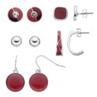 Red Swirl Nickel Free Earring Set, Women's